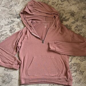 American Eagle Outfitters Mauve Half-Zip Hooded Pullover